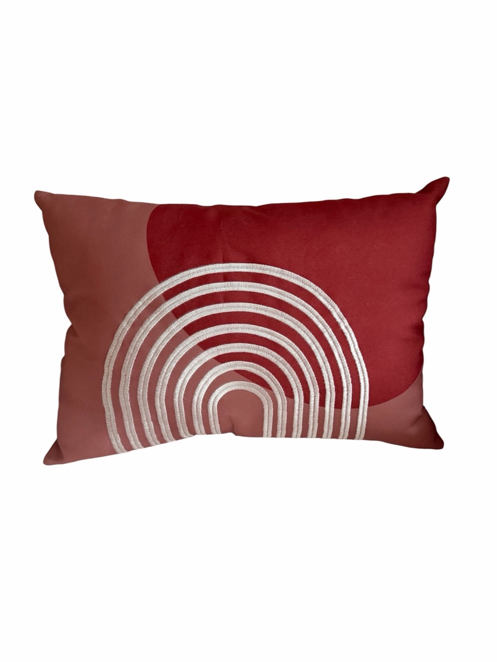 Embroidered Geometric Lumbar Pillow Multicolor Modern Abstract Bohemian Rainbow